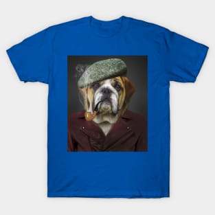 Senior Pug Smoking Pipe Funny Portrait T-Shirt